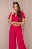 Overalls with a decorative belt at the waist fuchsia