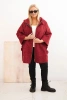 Dámský kabát Plus Size s kapucí a zipem bordový
