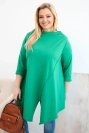 Moteriška medvilninė bliuskutė Plus Size asimetriška su pasukamais rankovėmis žalia