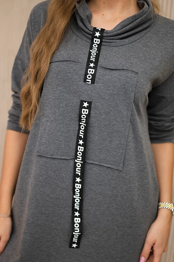 Kleid mit Krawatte in graphit