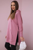 Bluza ocieplana z rozcięciami na bokach ciemno różowa
