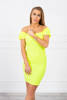 Sukienka z falbankami prążkowana żółty neon