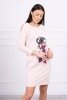 Sukienka z grafiką i kolorową kokardą 3D pudrowy róż