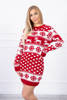 Sweter Sukienka świąteczna z sercami czerwona