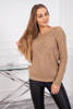 Sweter z ażurowym zdobieniem camelowy