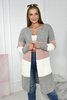 Кардиган свитер с полосками серый+розовый порошок