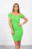 Платье в рубчик с оборками ярко зеленый