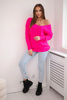 Плетеный свитер с V-образным вырезом розовый неон